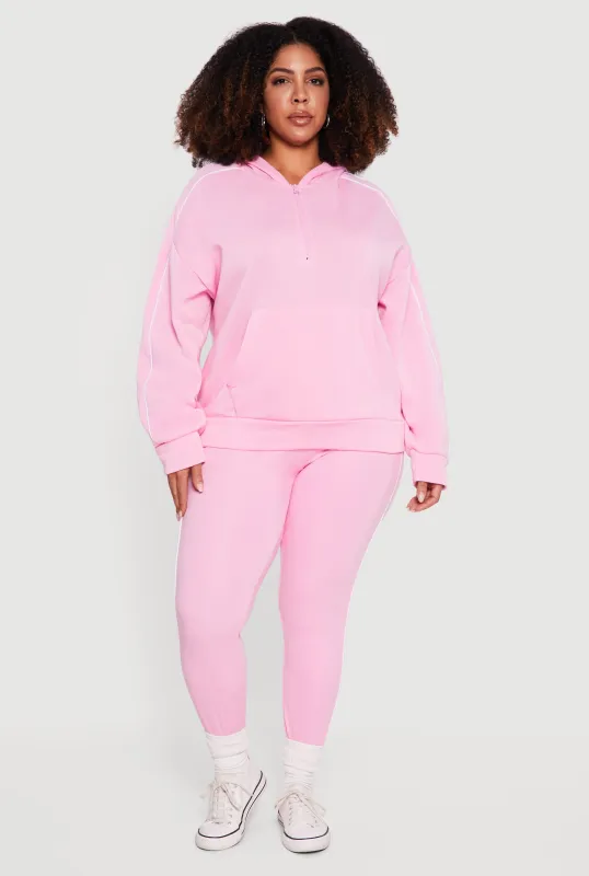 Plus Size High Waisted Contrast Piping Side Leggings sold by Rainbow