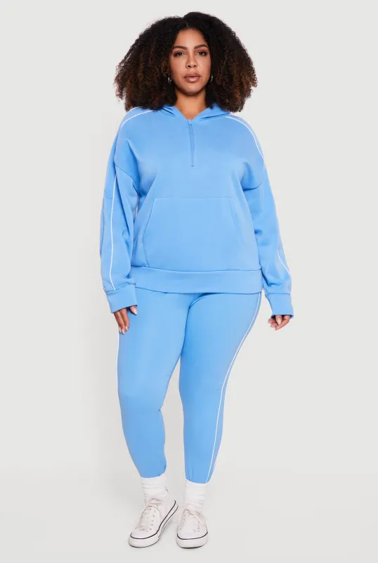 Plus Size High Waisted Contrast Piping Side Leggings sold by Rainbow