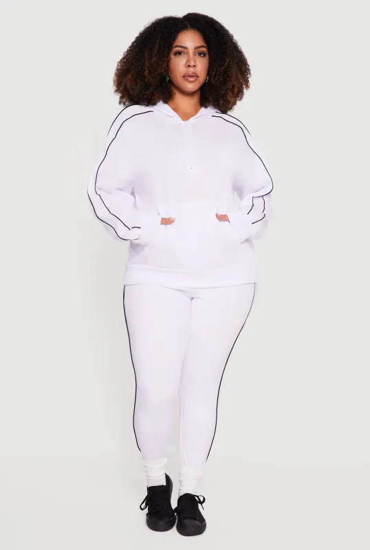 Plus Size High Waisted Contrast Piping Side Leggings sold by Rainbow