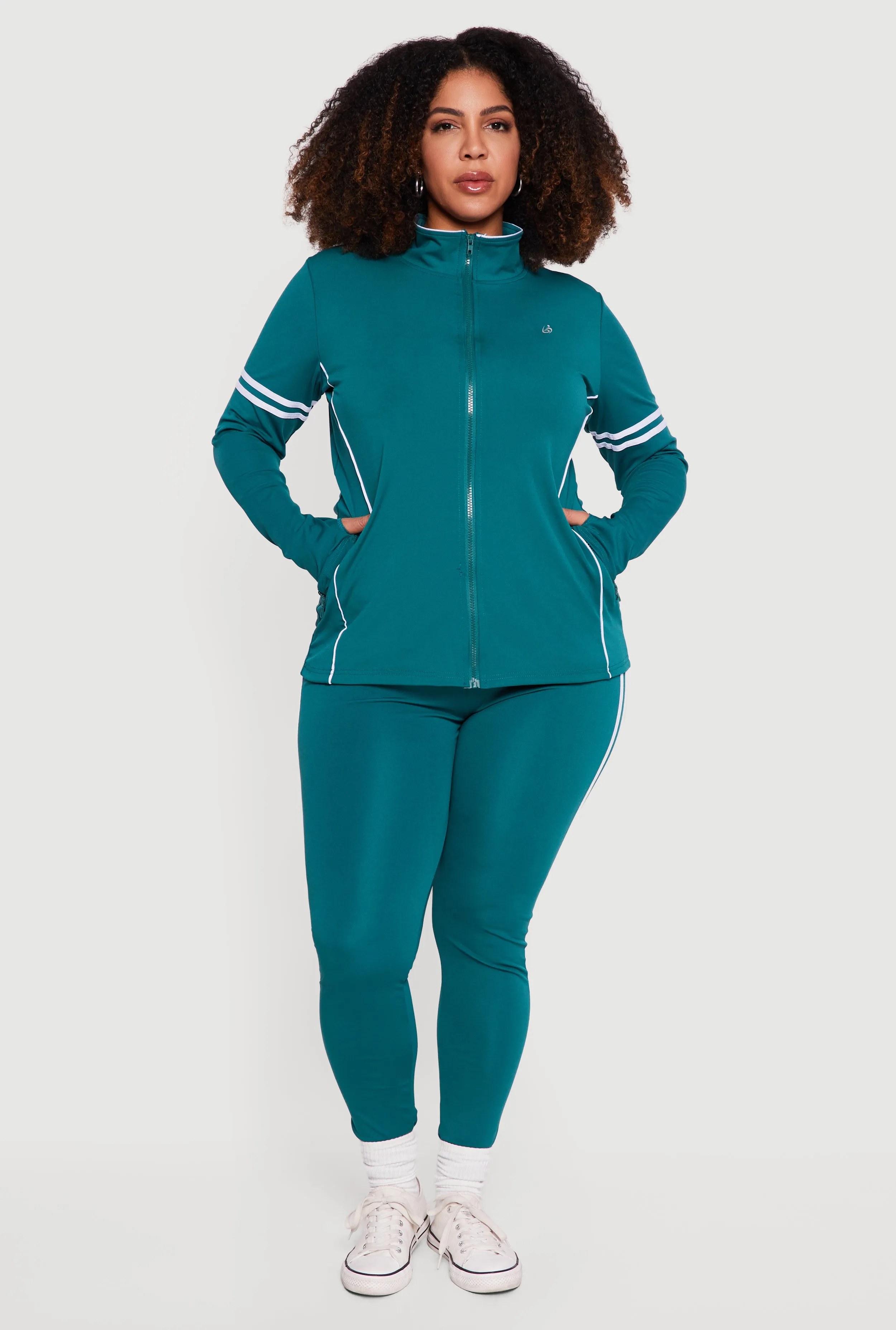 Plus Size Varsity Stripe Side Leggings sold by Rainbow