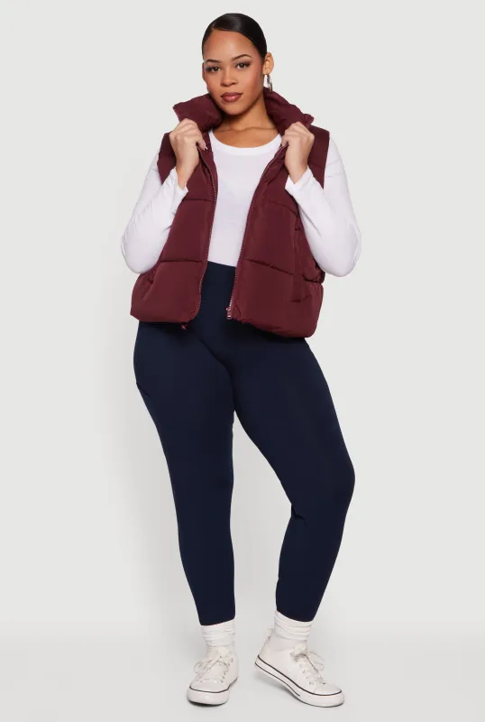 Plus Size Almost Famous Zip Front Puffer Vest sold by Rainbow