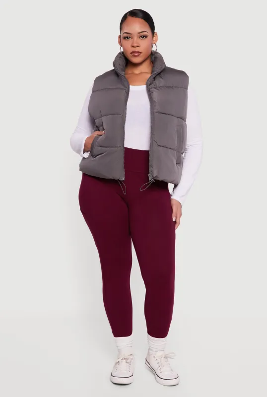 Plus Size Almost Famous Zip Front Puffer Vest sold by Rainbow