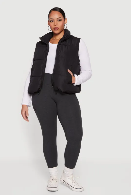 Plus Size Almost Famous Zip Front Puffer Vest sold by Rainbow