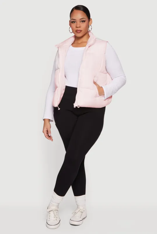 Plus Size Almost Famous Zip Front Puffer Vest sold by Rainbow