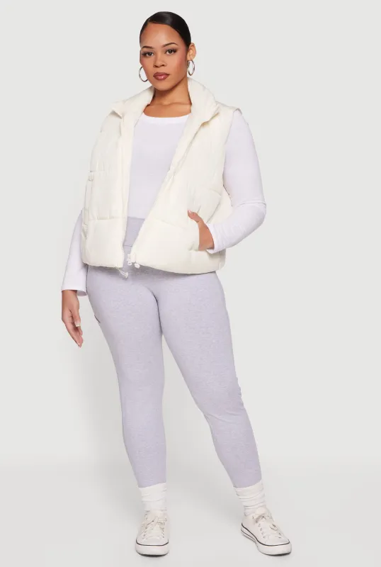 Plus Size Almost Famous Zip Front Puffer Vest sold by Rainbow
