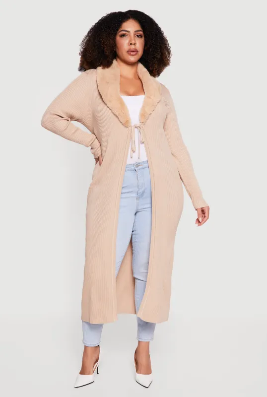 Plus Size Almost Famous Tie Front Long Cardigan sold by Rainbow