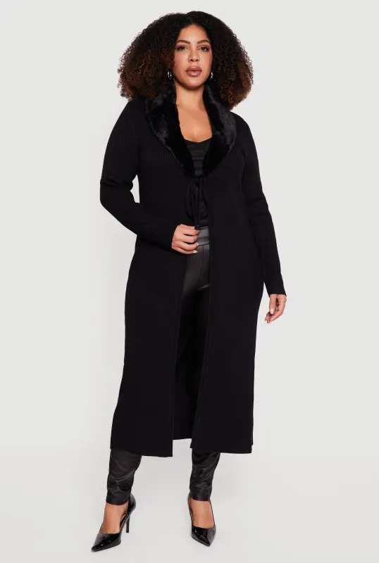 Plus Size Almost Famous Tie Front Long Cardigan sold by Rainbow