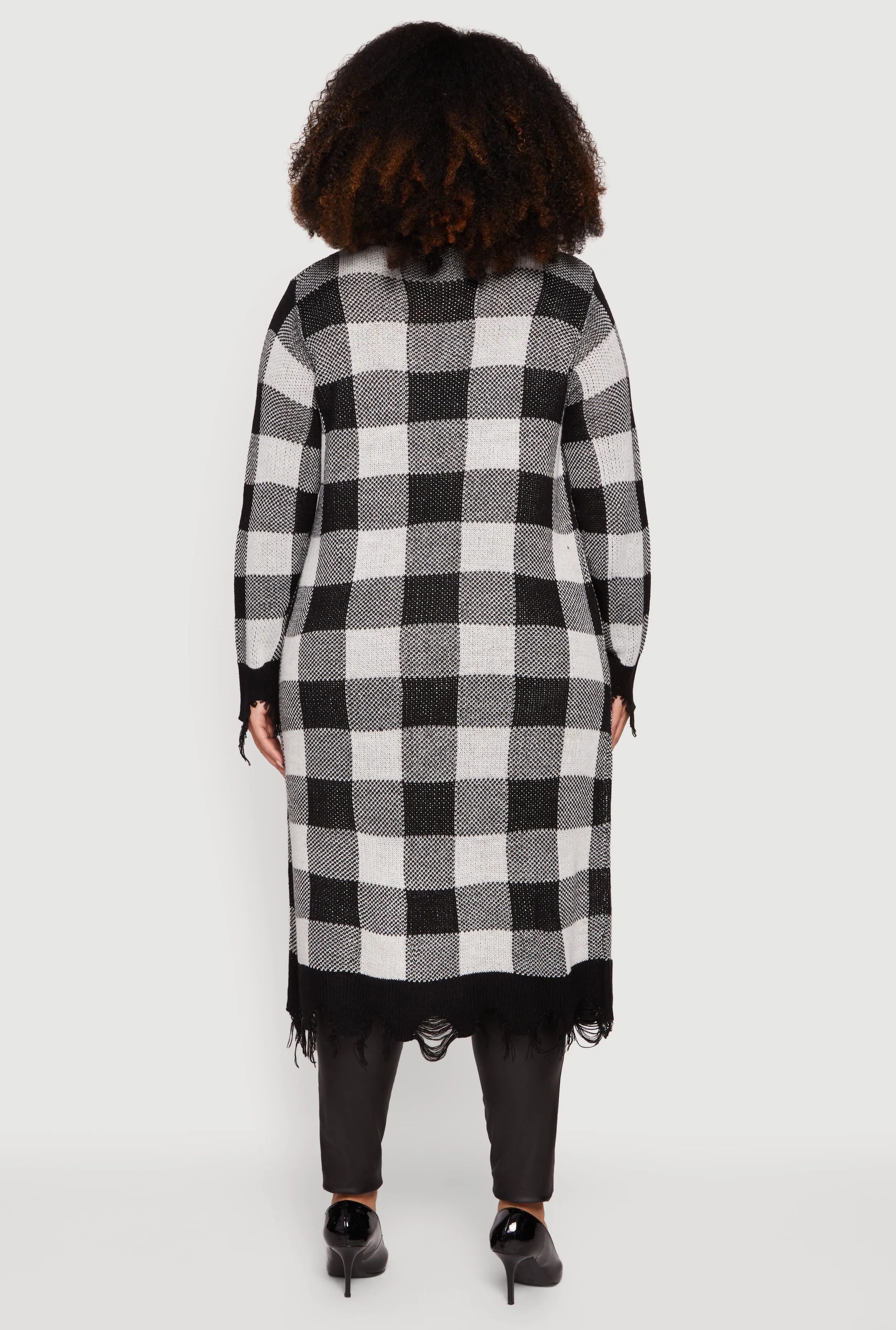 Plus Size Printed Distressed Hem Open Front Long Cardigan sold by Rainbow product image thumbnail 5