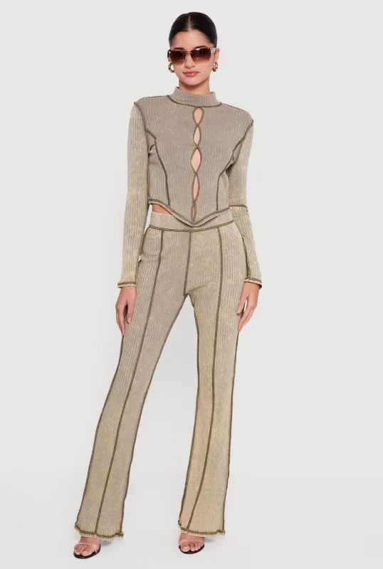 High Waisted Acid Wash Pull On Pants sold by Rainbow