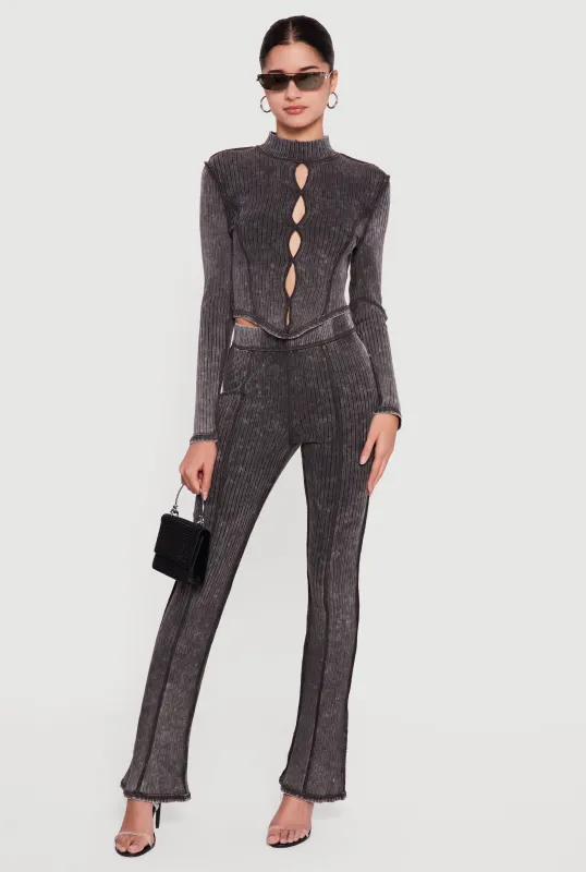 High Waisted Acid Wash Pull On Pants sold by Rainbow