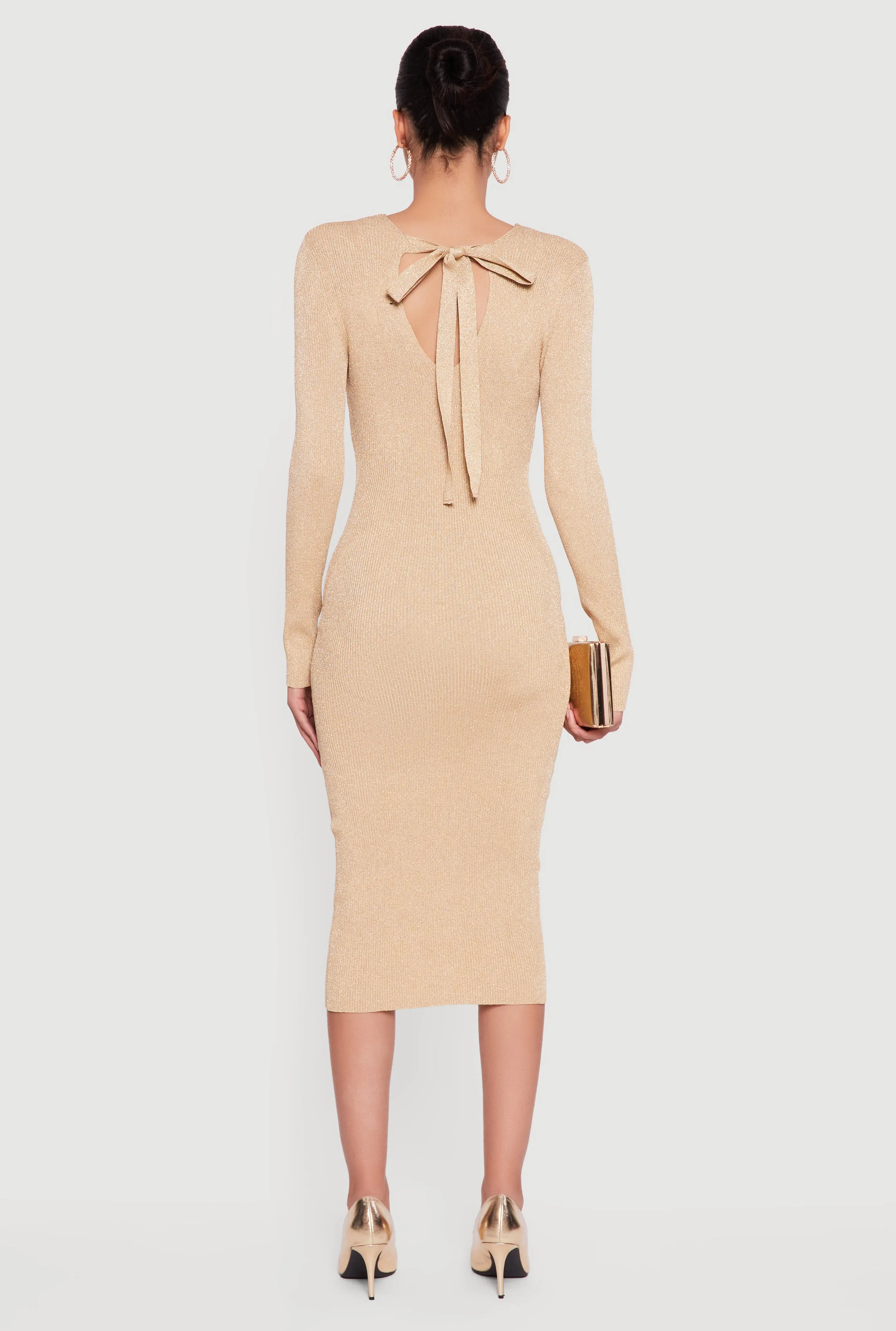 Lurex Tie Back Keyhole Long Sleeve Sweater Dress sold by Rainbow product image thumbnail 5