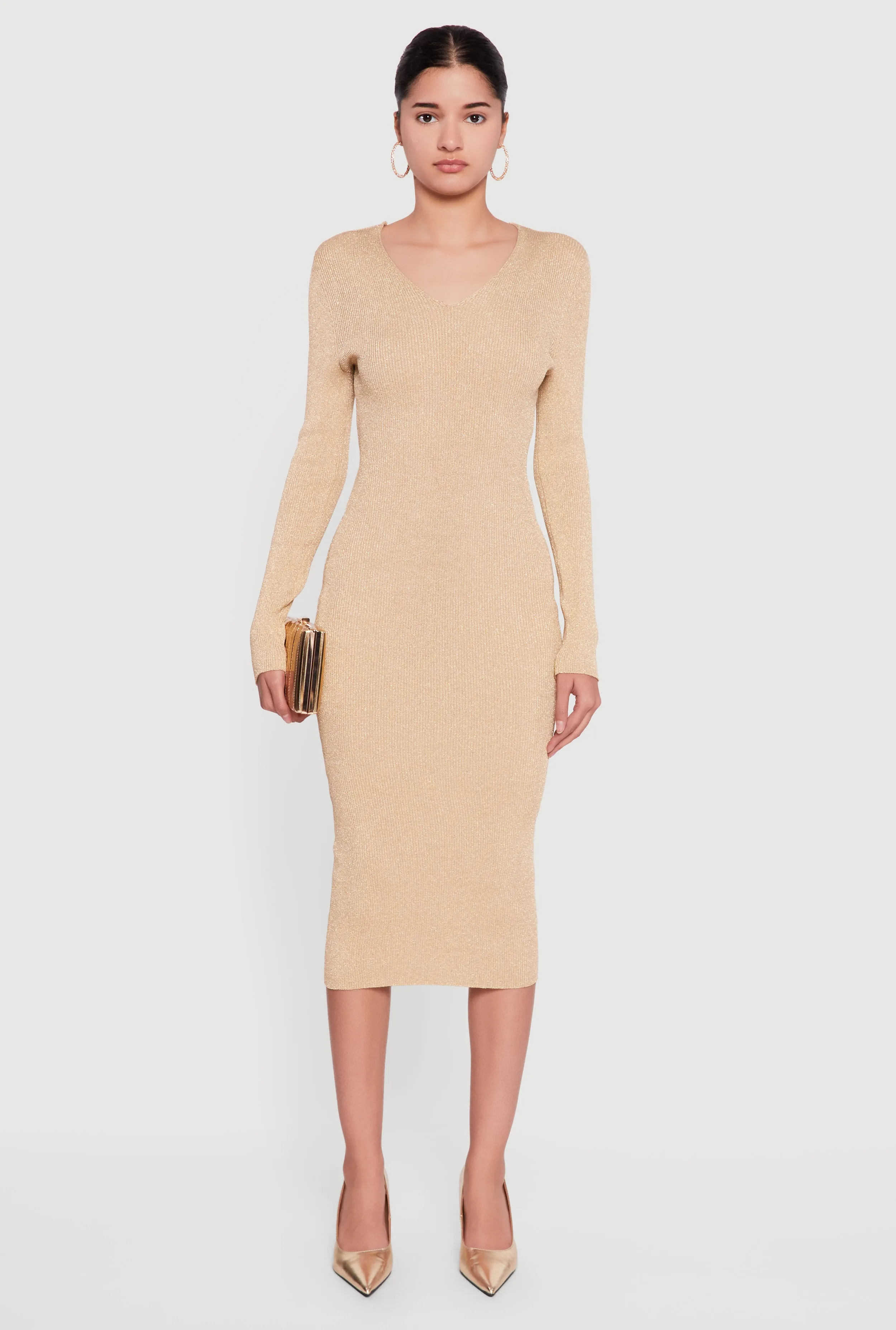 Lurex Tie Back Keyhole Long Sleeve Sweater Dress sold by Rainbow product image thumbnail 2