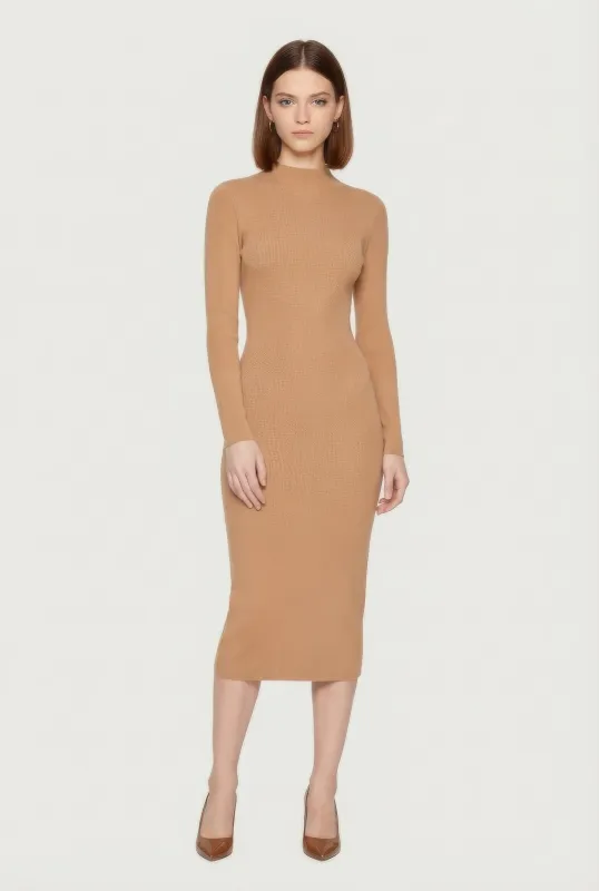 Long Sleeve Mock Neck Mini Sweater Dress sold by Rainbow