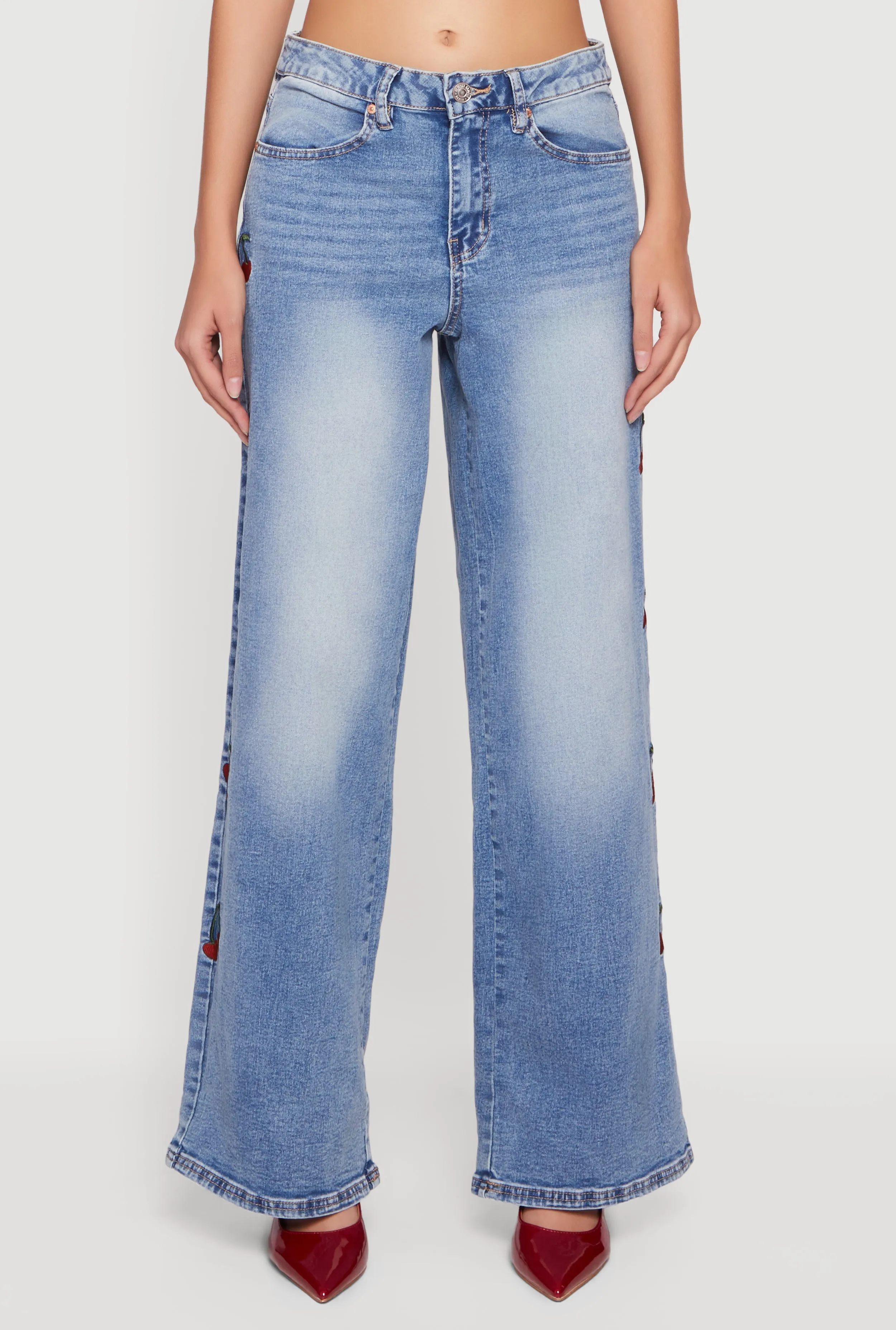 Almost Famous Wide Leg Jeans with Cherry Embroidery sold by Rainbow product image thumbnail 5