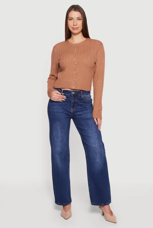 Cable Knit Button Front Cardigan sold by Rainbow