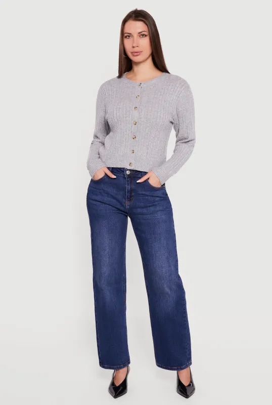 Cable Knit Button Front Cardigan sold by Rainbow