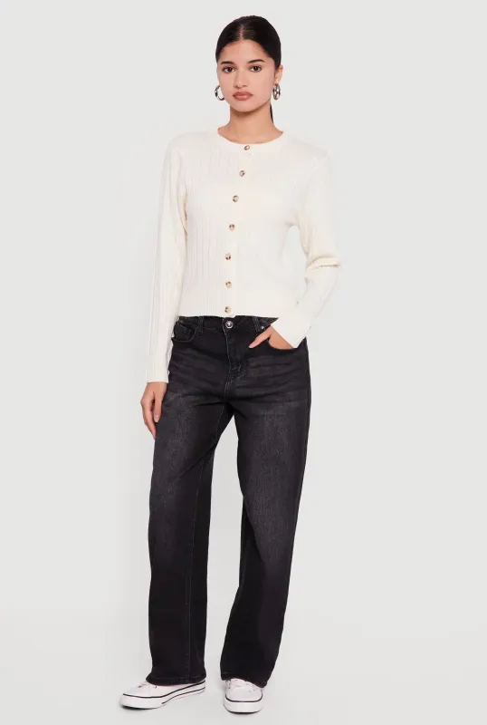 Cable Knit Button Front Cardigan sold by Rainbow