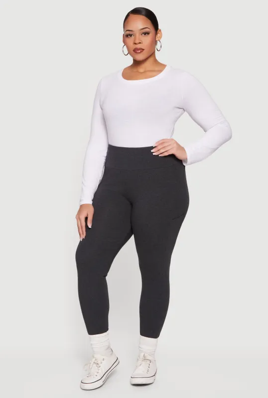 Plus Size High Waisted Leggings with Cell Phone Pockets sold by Rainbow