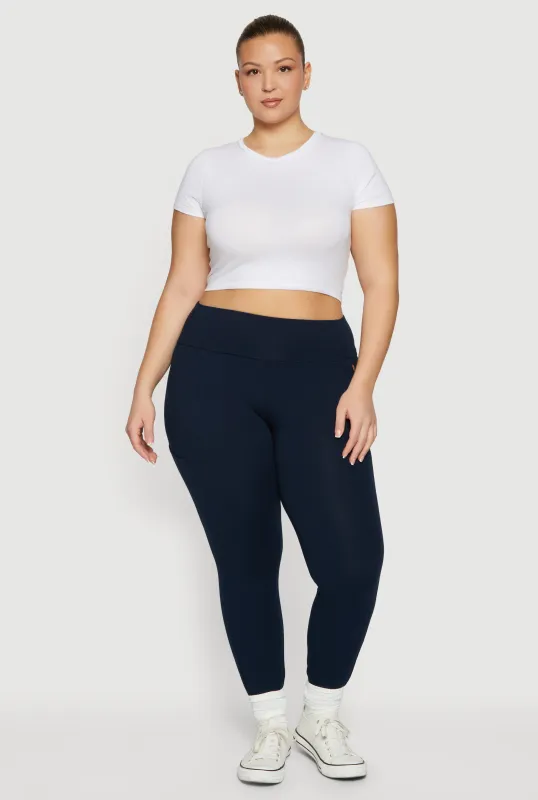 Plus Size High Waisted Leggings with Cell Phone Pockets sold by Rainbow