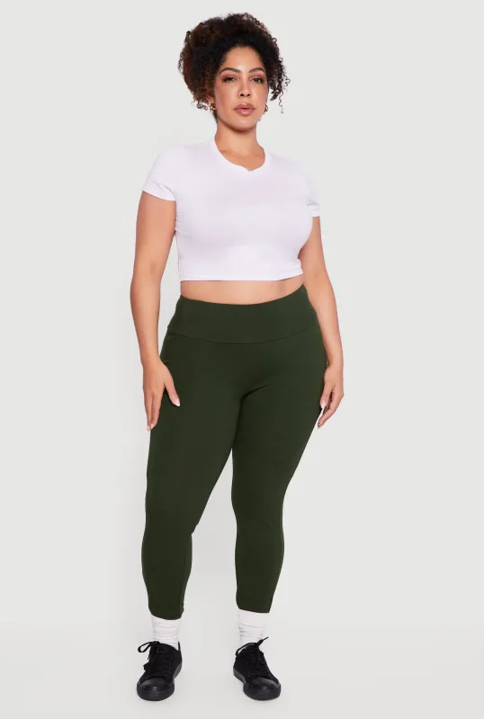 Plus Size High Waisted Leggings with Cell Phone Pockets sold by Rainbow