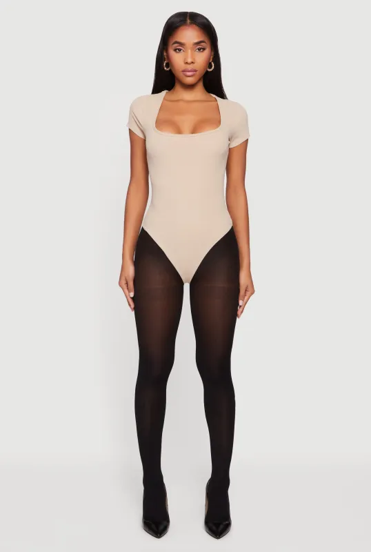 Short Sleeve Square Neck Bodysuit sold by Rainbow