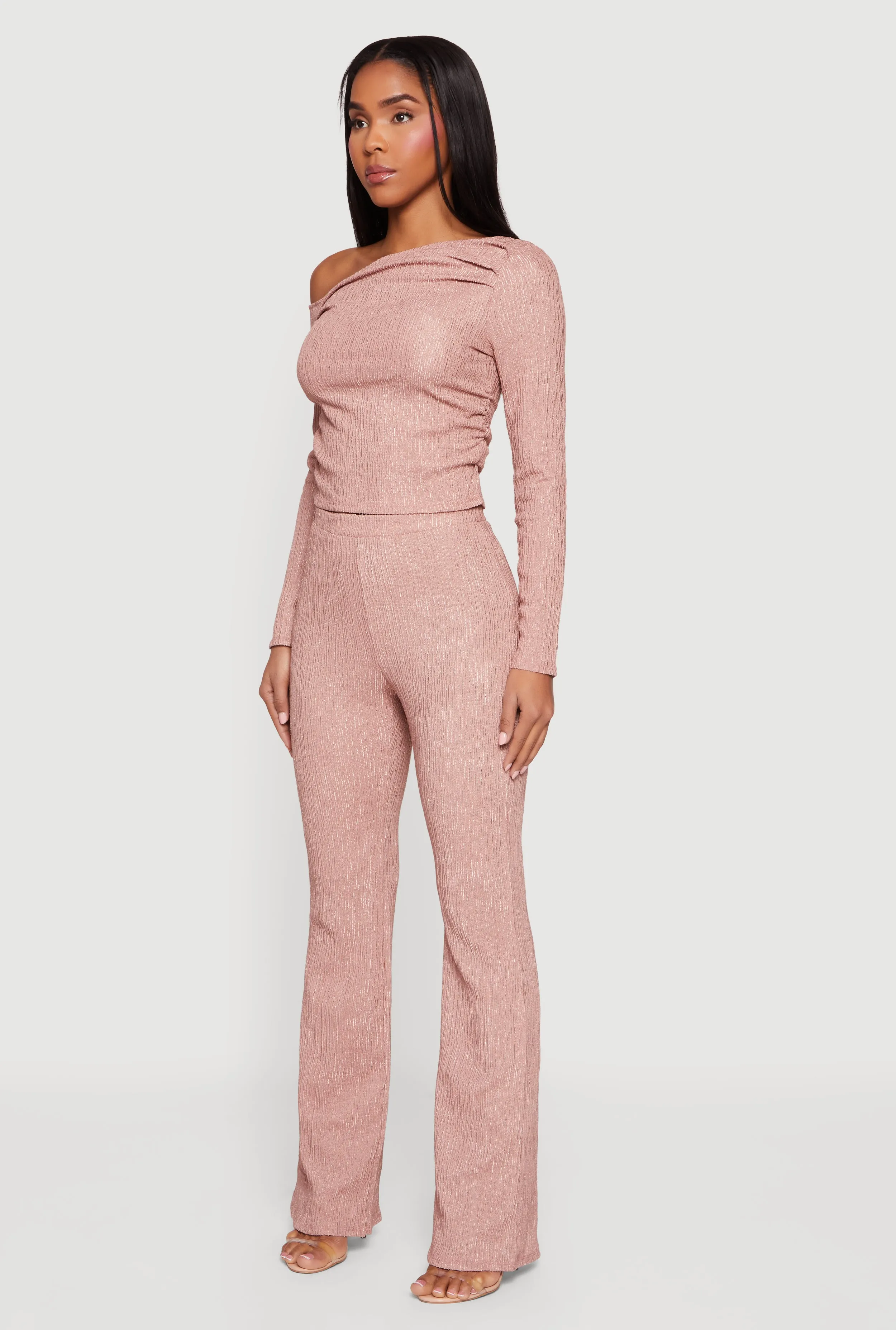 Textured Knit Ruched One Shoulder Top sold by Rainbow product image thumbnail 5