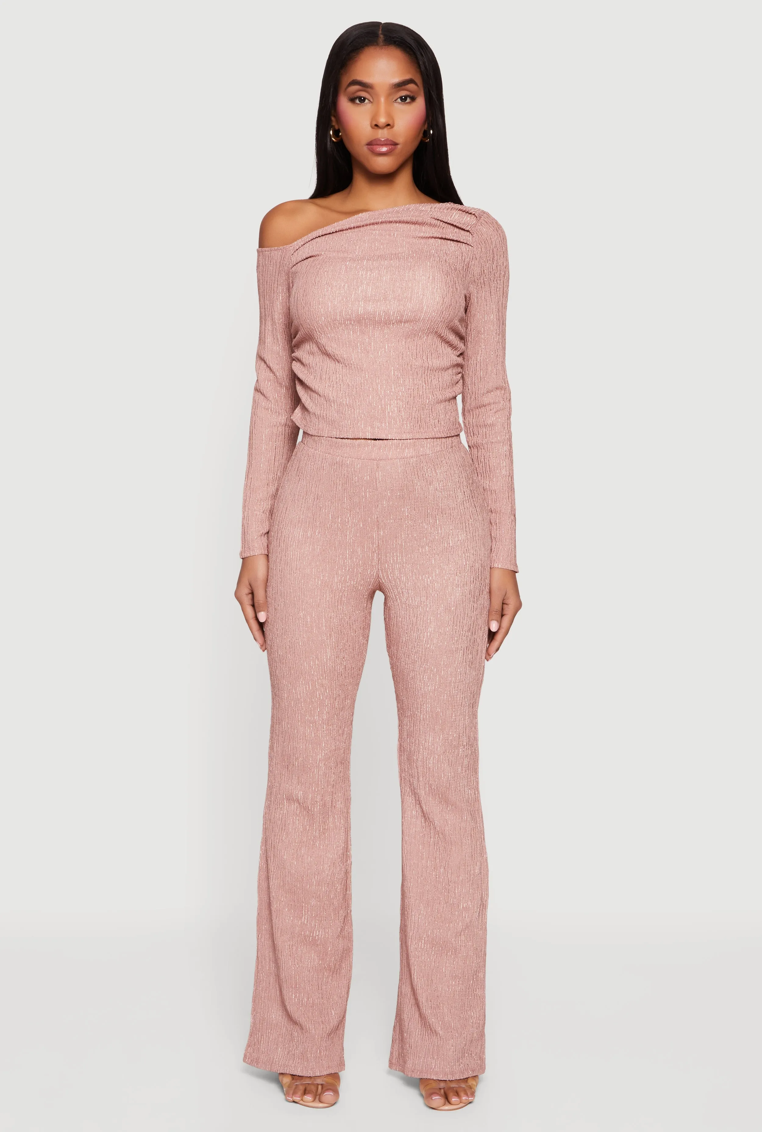 Textured Knit Ruched One Shoulder Top sold by Rainbow product image thumbnail 2