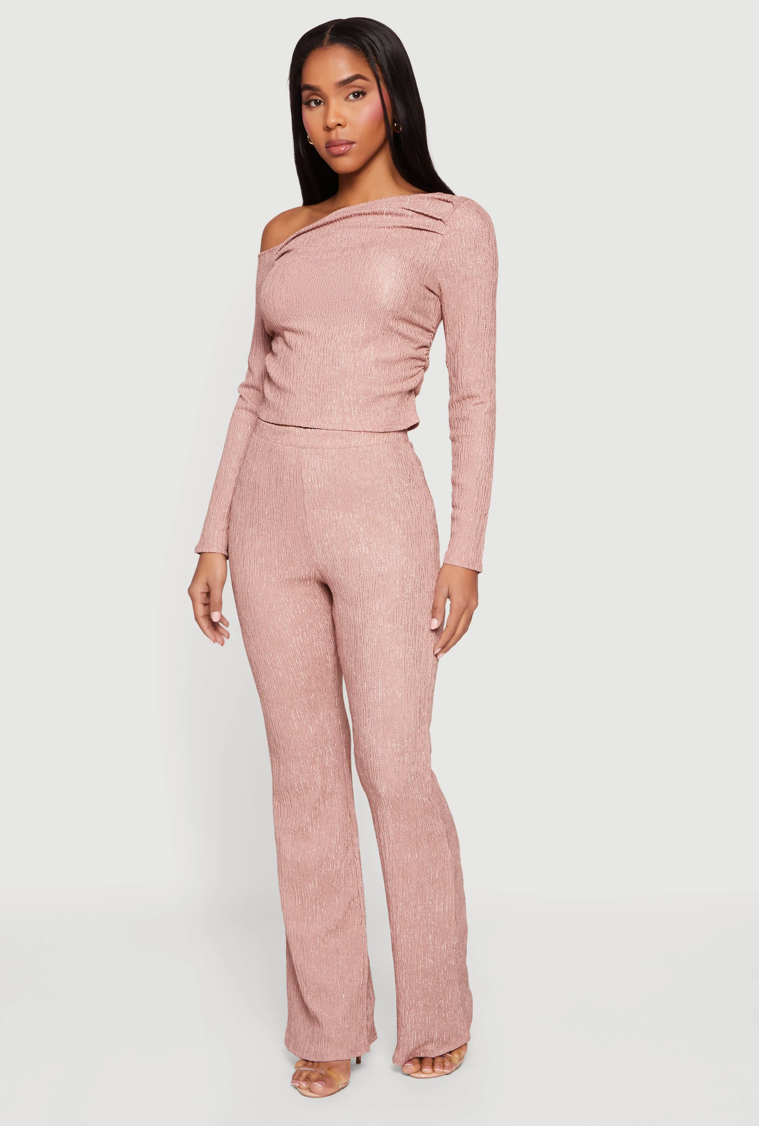 Textured Knit Ruched One Shoulder Top sold by Rainbow product image thumbnail 3