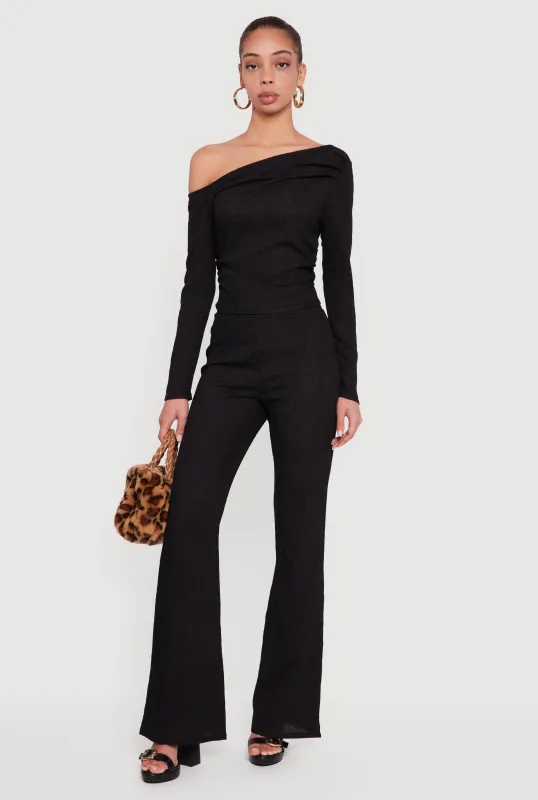 Textured Knit Pull On Straight Leg Pants sold by Rainbow