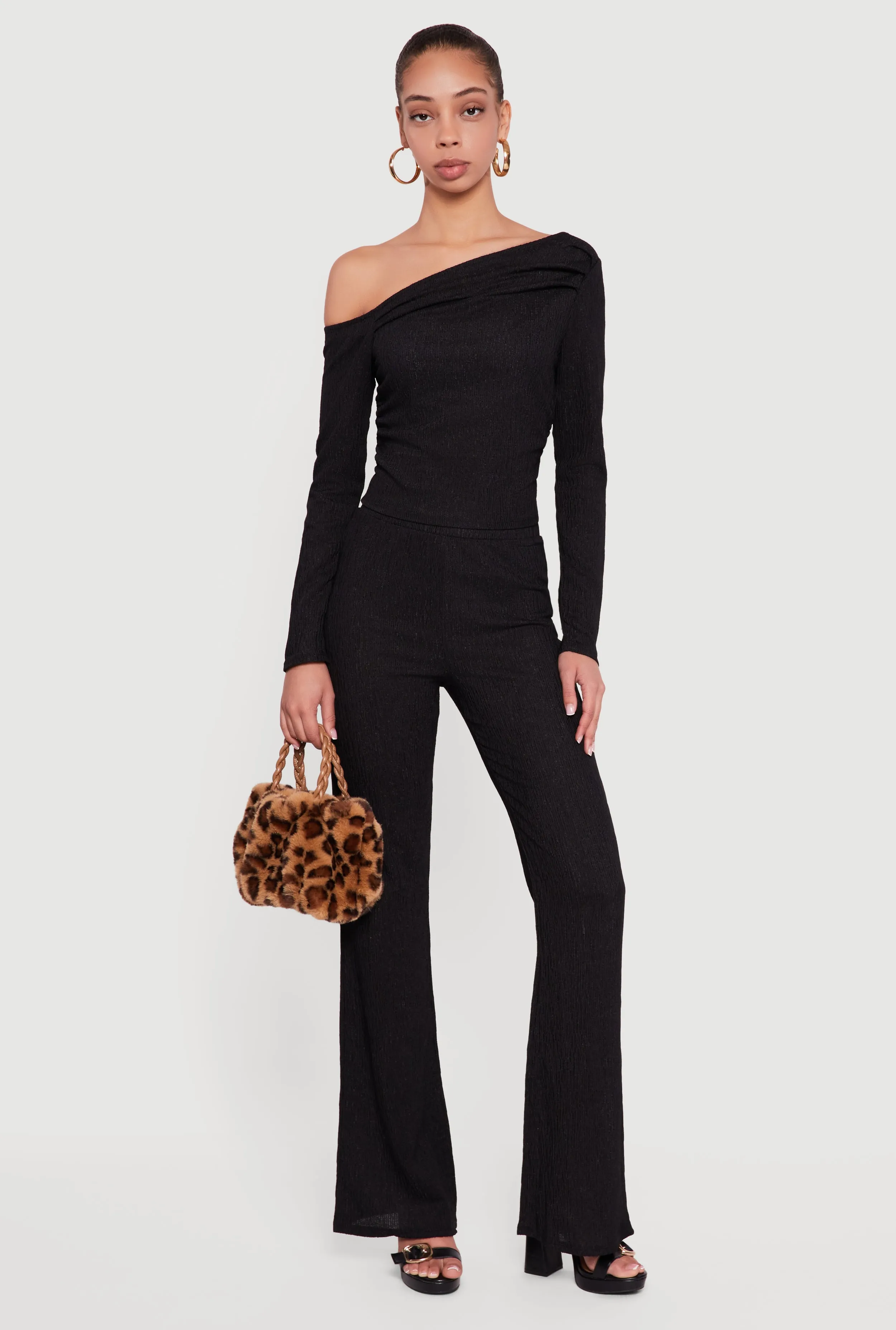 Textured Knit Ruched One Shoulder Top sold by Rainbow product image thumbnail 2