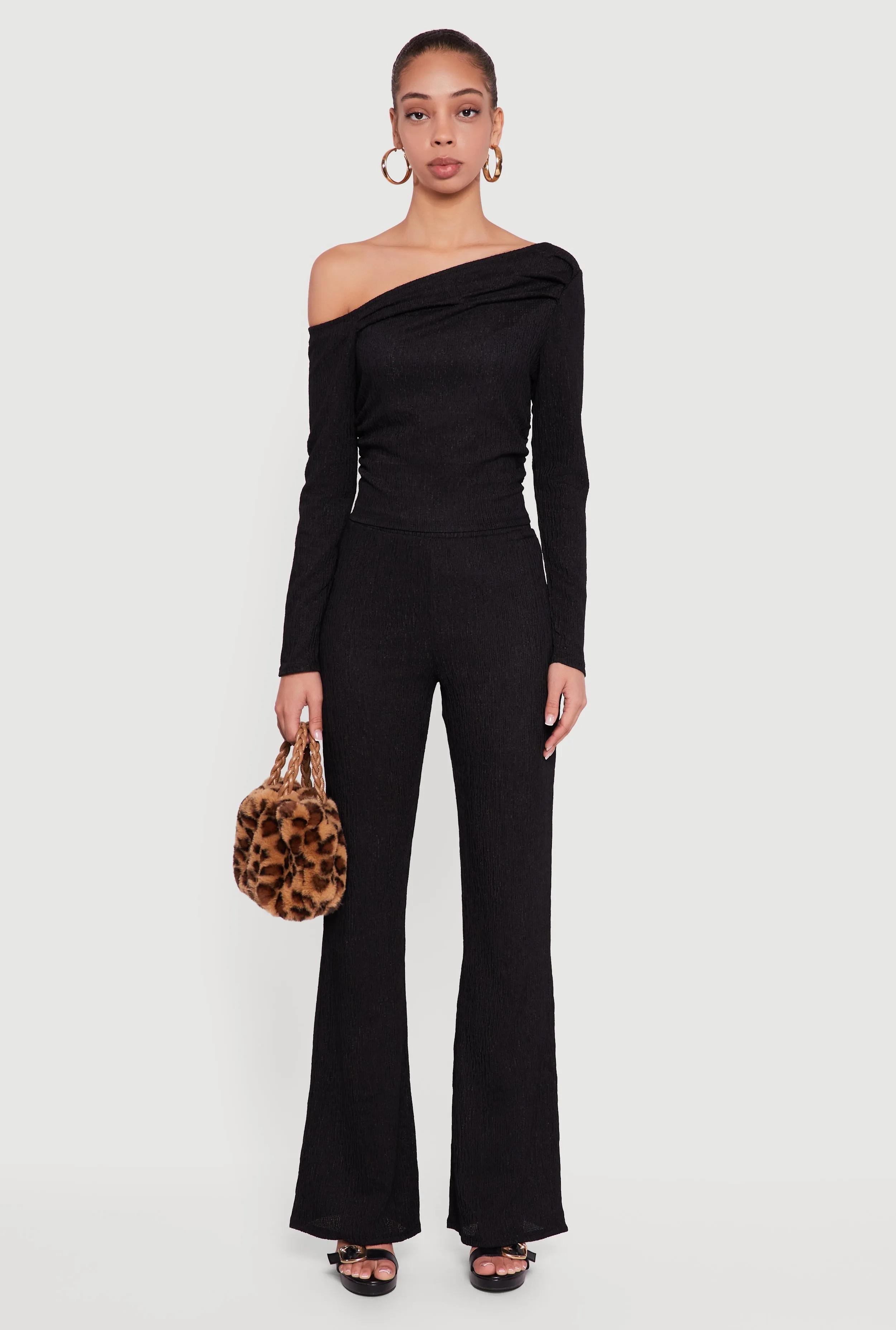 Textured Knit Ruched One Shoulder Top sold by Rainbow product image thumbnail 3