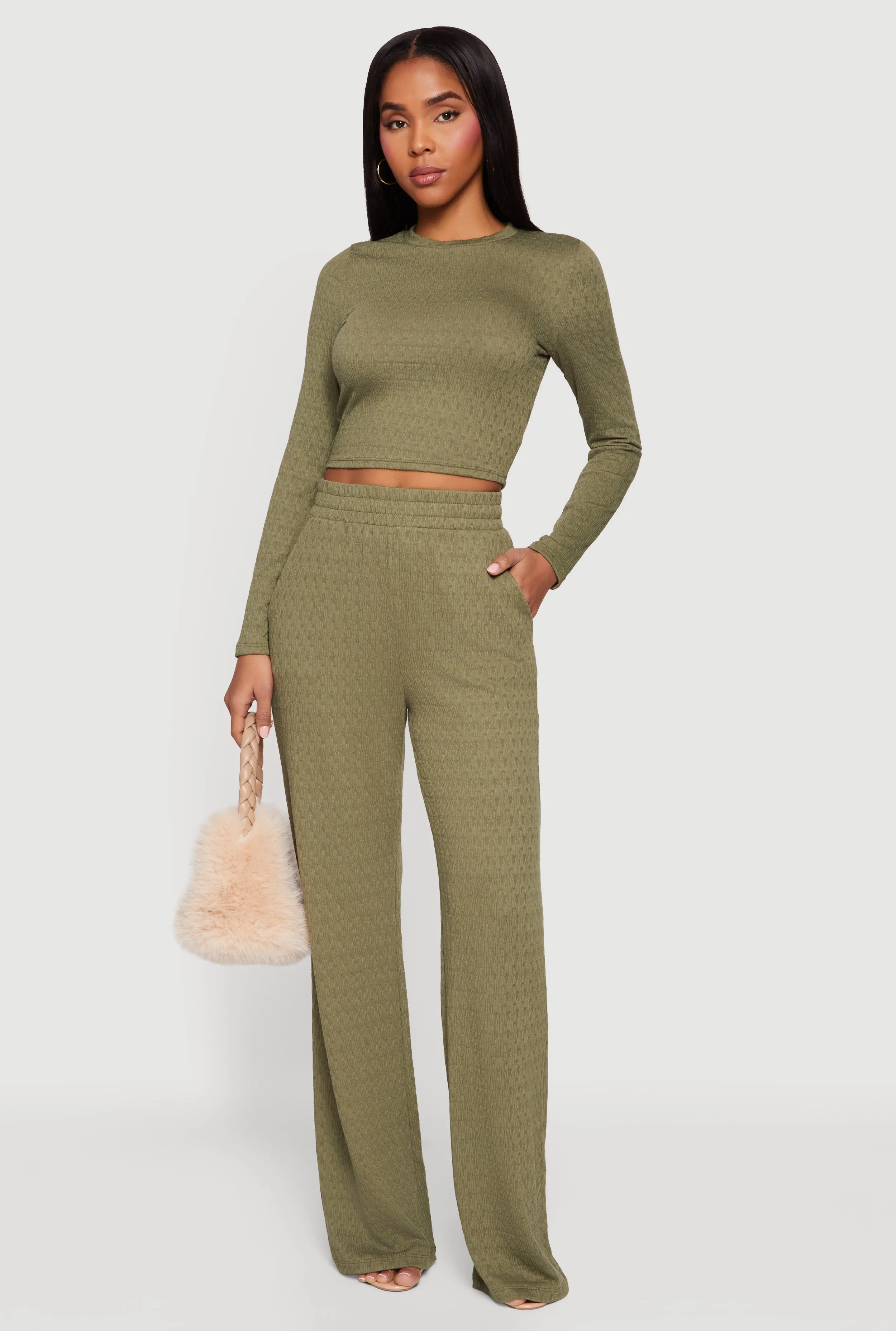 Textured Knit Long Sleeve Crew Neck Top sold by Rainbow product image thumbnail 3