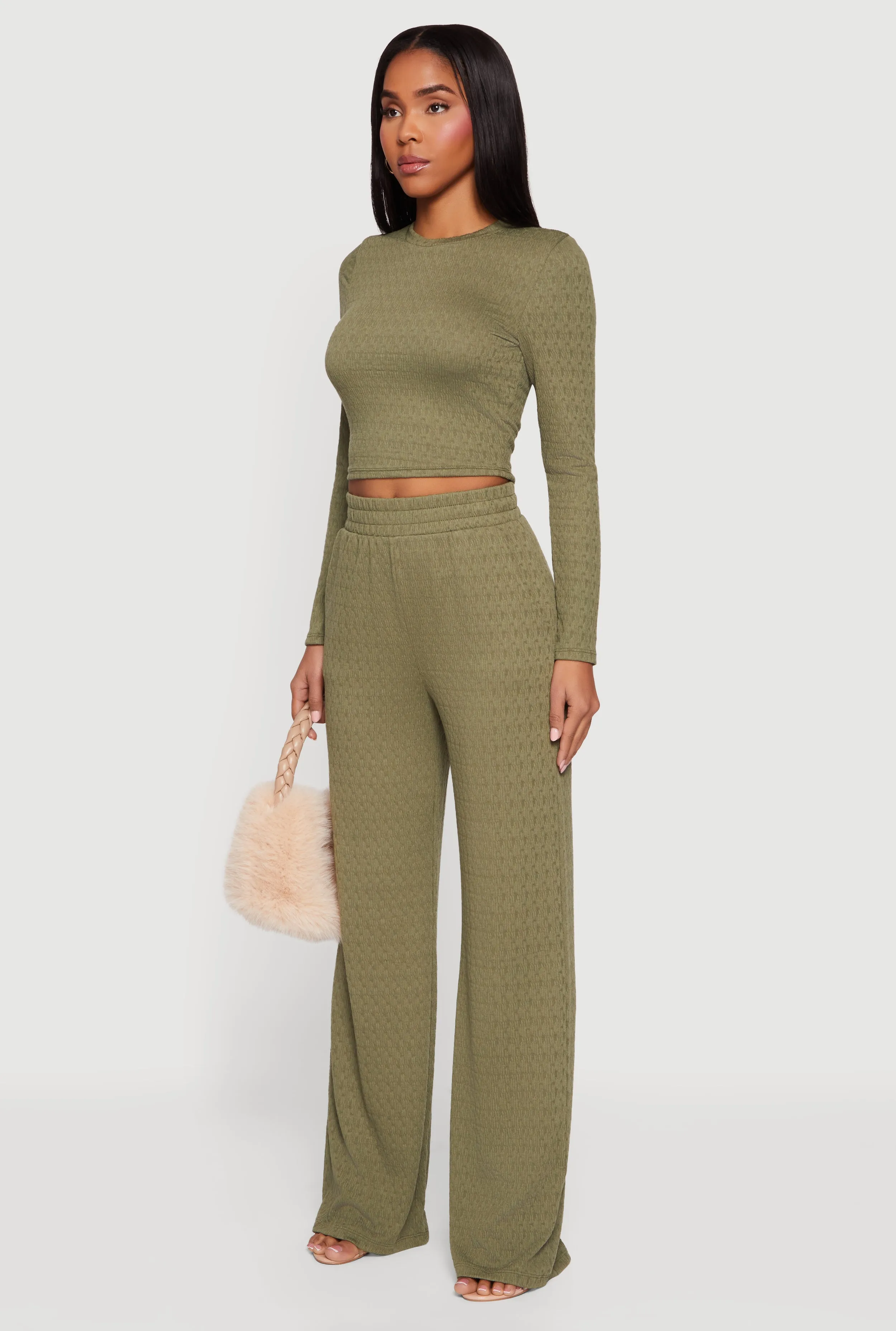 Textured Knit Long Sleeve Crew Neck Top sold by Rainbow product image thumbnail 5