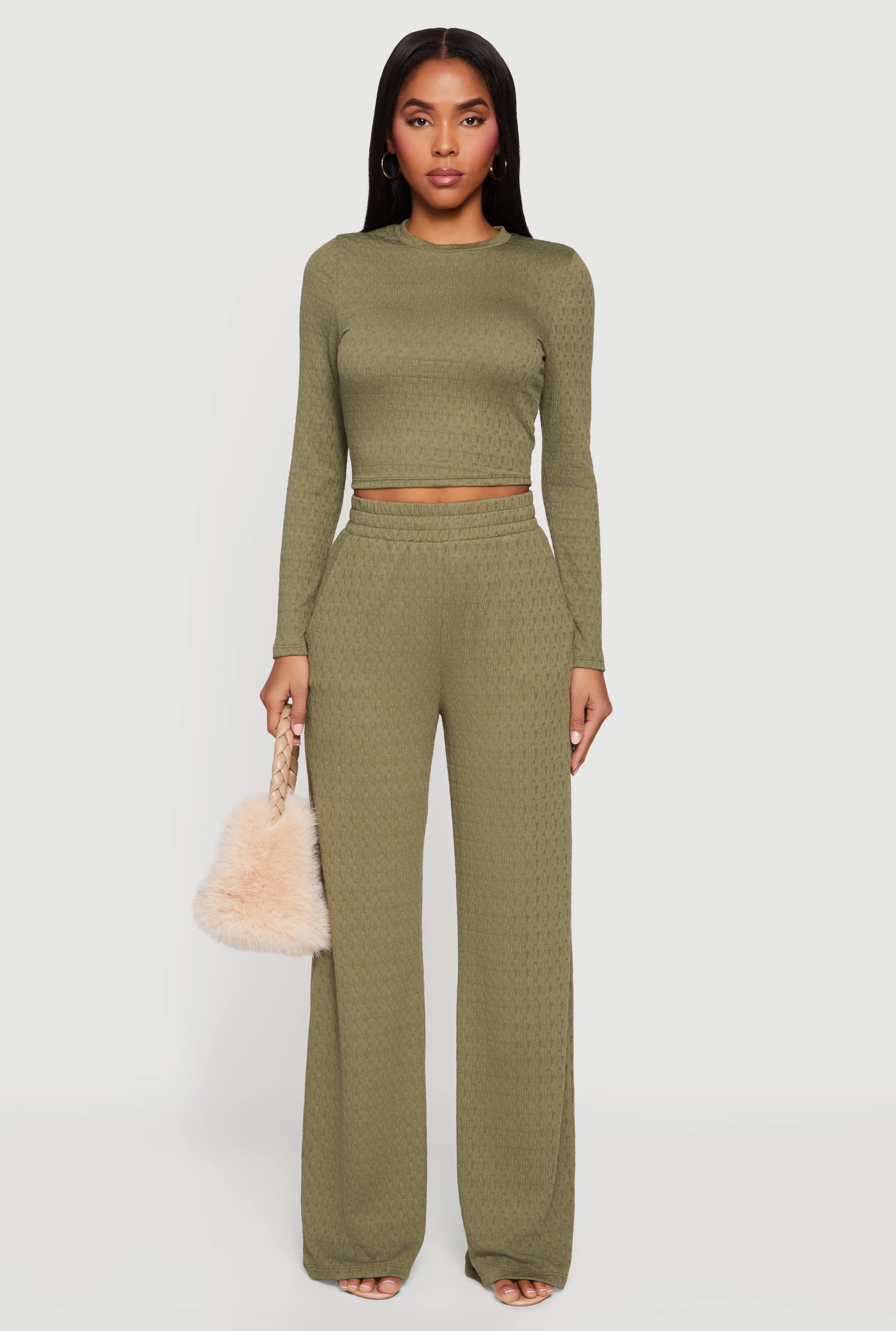 Textured Knit Long Sleeve Crew Neck Top sold by Rainbow product image thumbnail 2