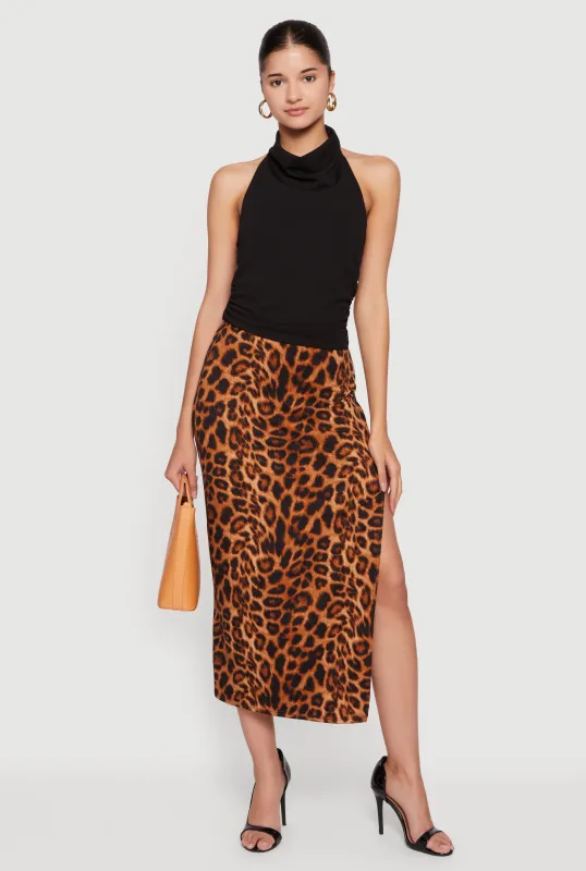 Cowl Neck Ruched Side Halter Top made by Rainbow