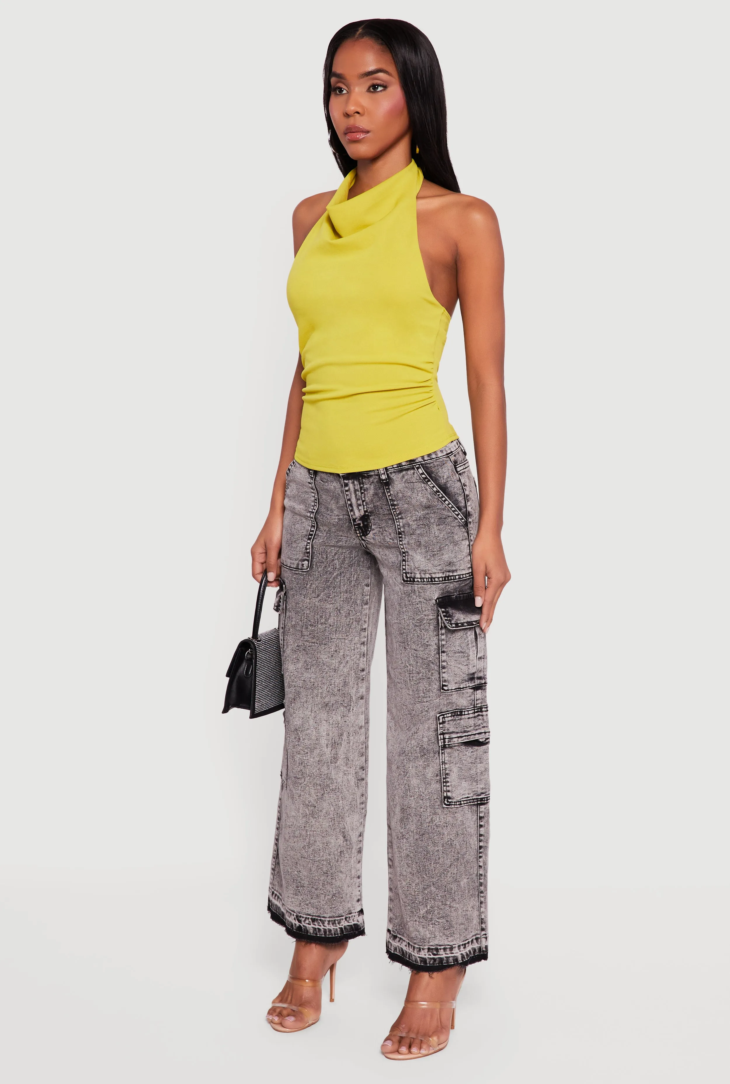 Cowl Neck Ruched Side Halter Top sold by Rainbow product image thumbnail 5