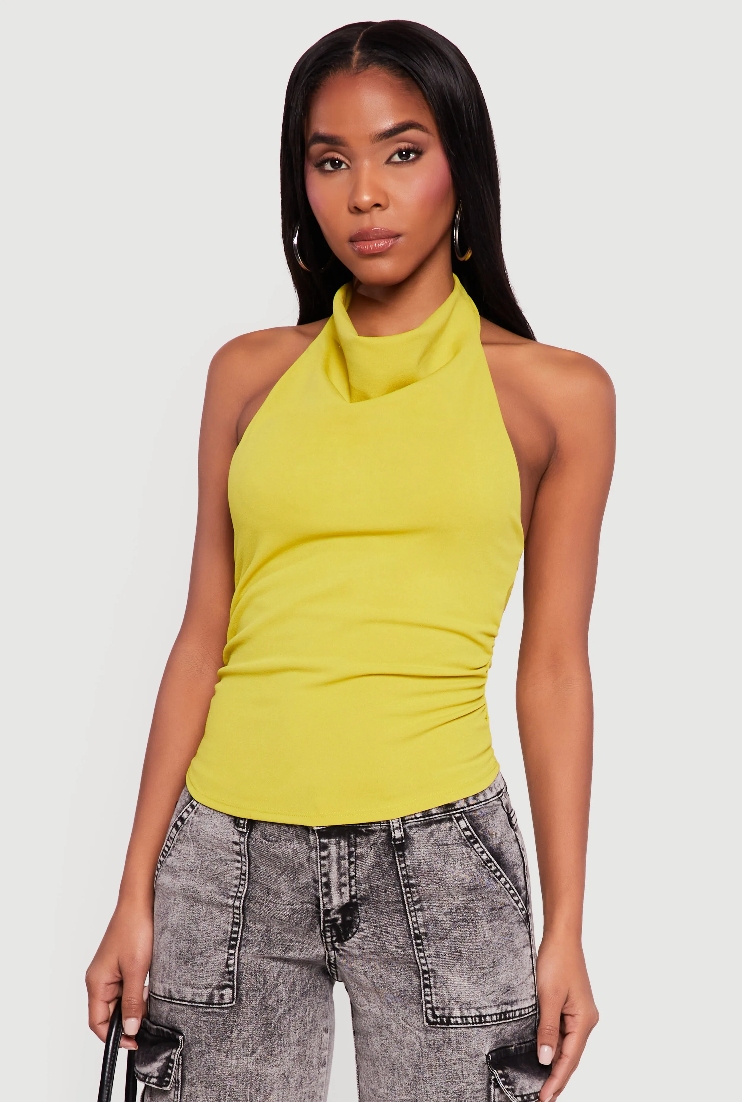 Cowl Neck Ruched Side Halter Top sold by Rainbow product image thumbnail 2