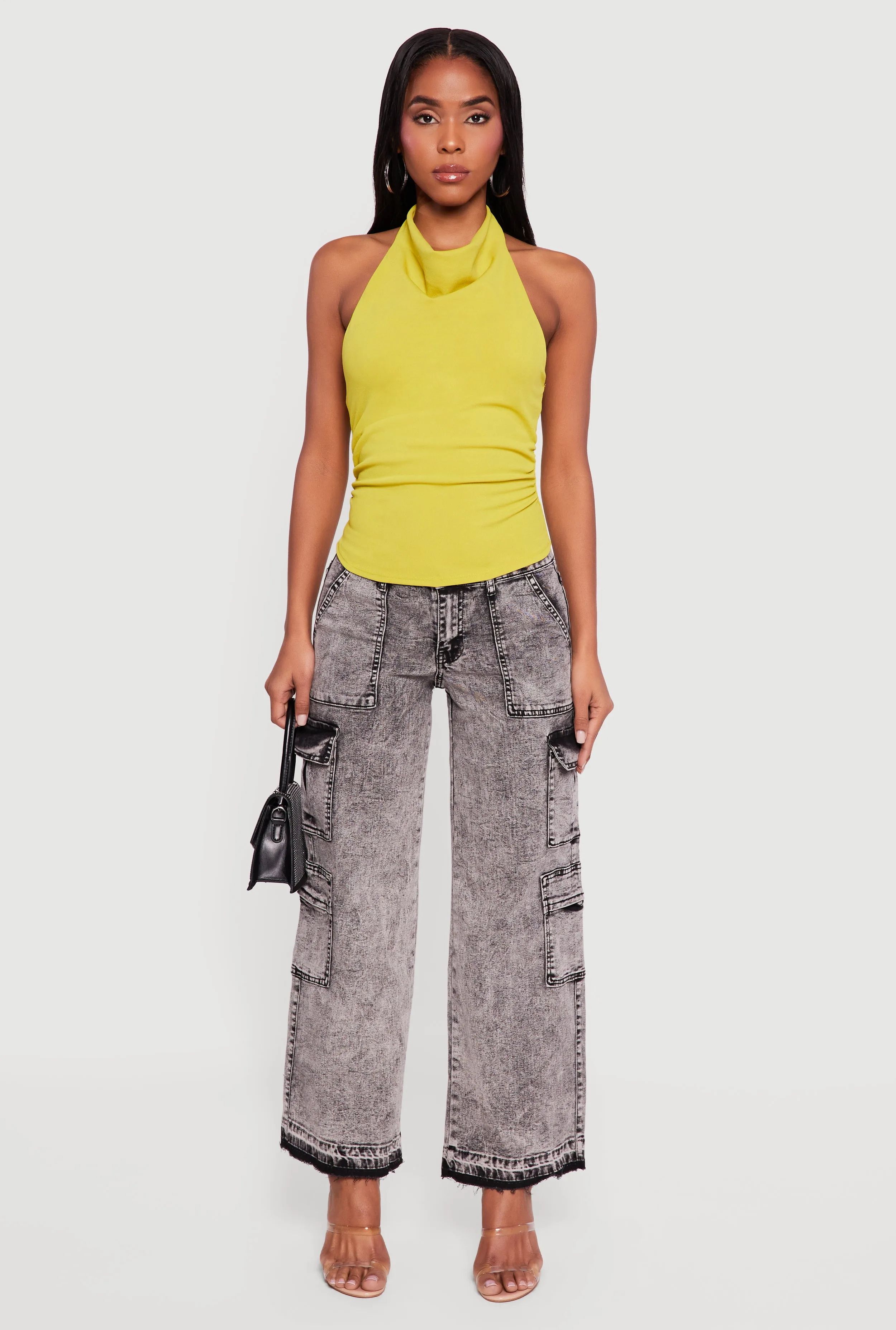 Cowl Neck Ruched Side Halter Top sold by Rainbow product image thumbnail 3