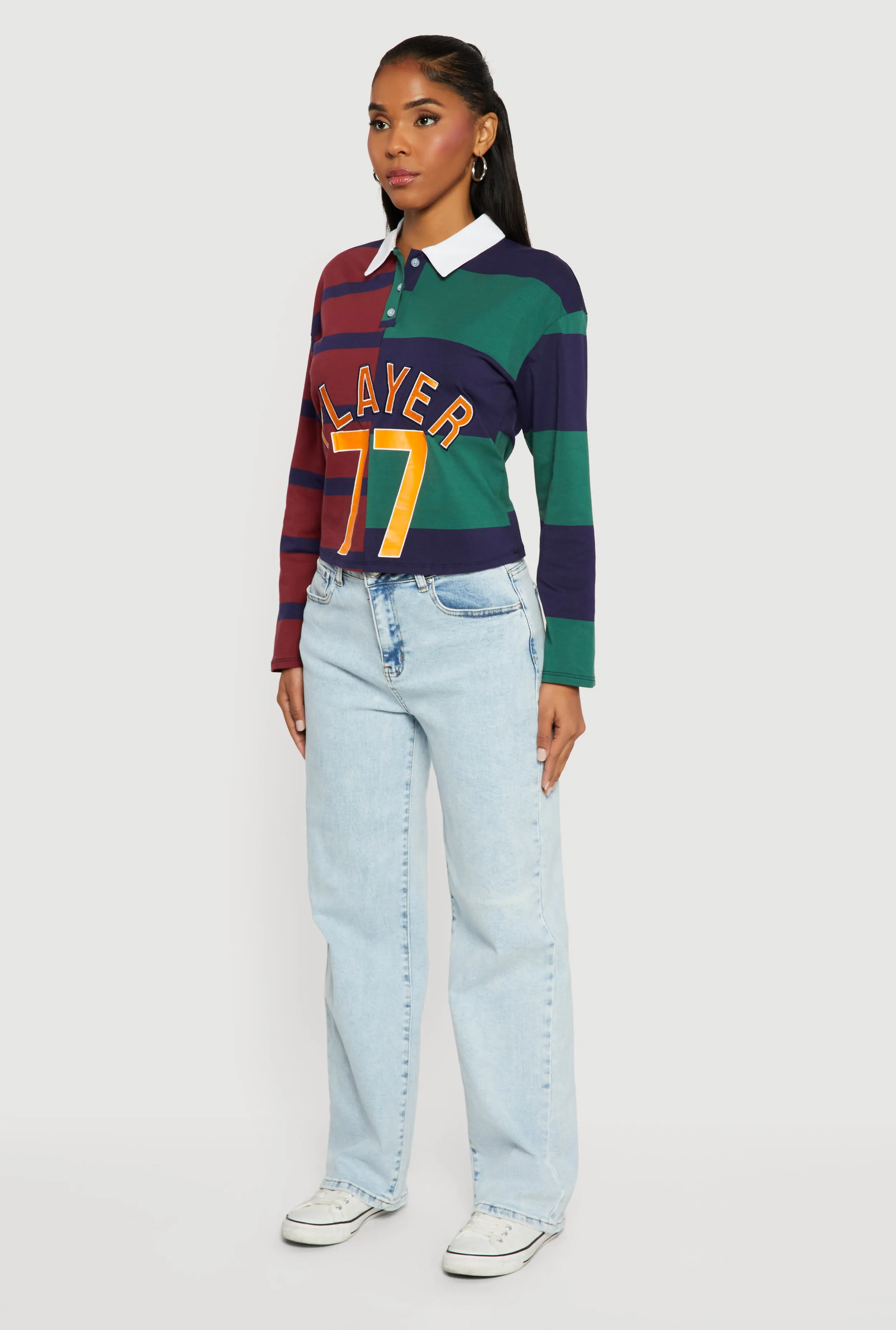 Striped Color Blocked Player Graphic Polo Shirt sold by Rainbow product image thumbnail 5