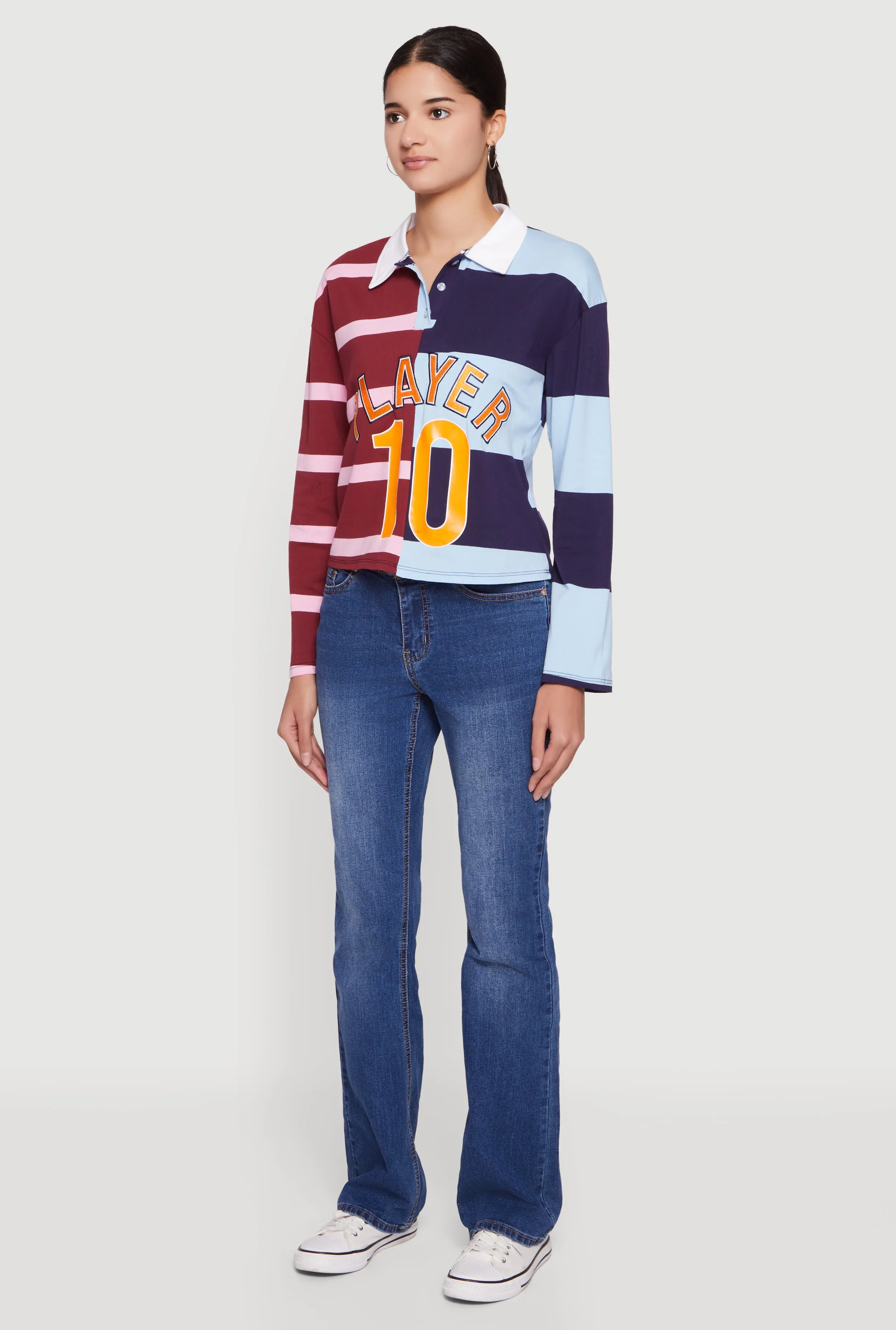 Striped Color Blocked Player Graphic Polo Shirt sold by Rainbow product image thumbnail 5