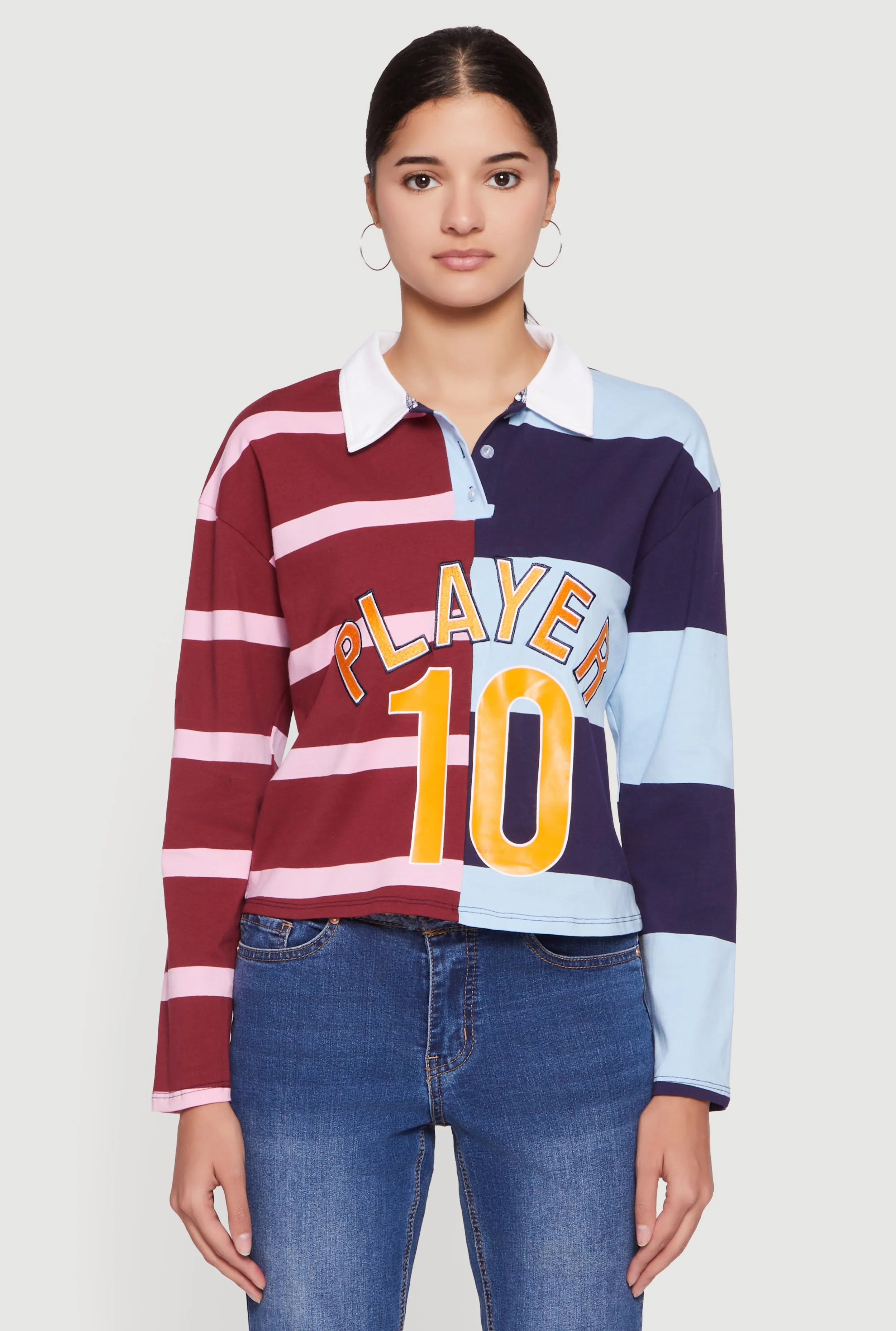 Striped Color Blocked Player Graphic Polo Shirt sold by Rainbow product image thumbnail 2