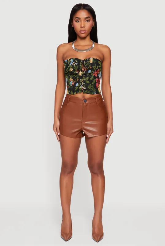 Sweetheart Lace Up Floral Jacquard Corset Top sold by Rainbow