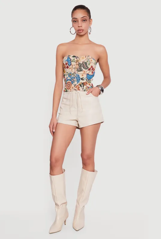 Sweetheart Lace Up Floral Jacquard Corset Top sold by Rainbow