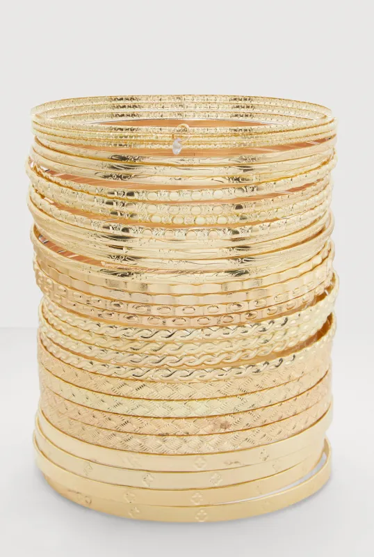 Assorted Textured Metallic Bangles Set of 30 sold by Rainbow