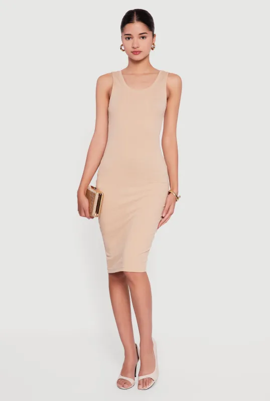Sleeveless Ribbed Knit Midi Dress sold by Rainbow