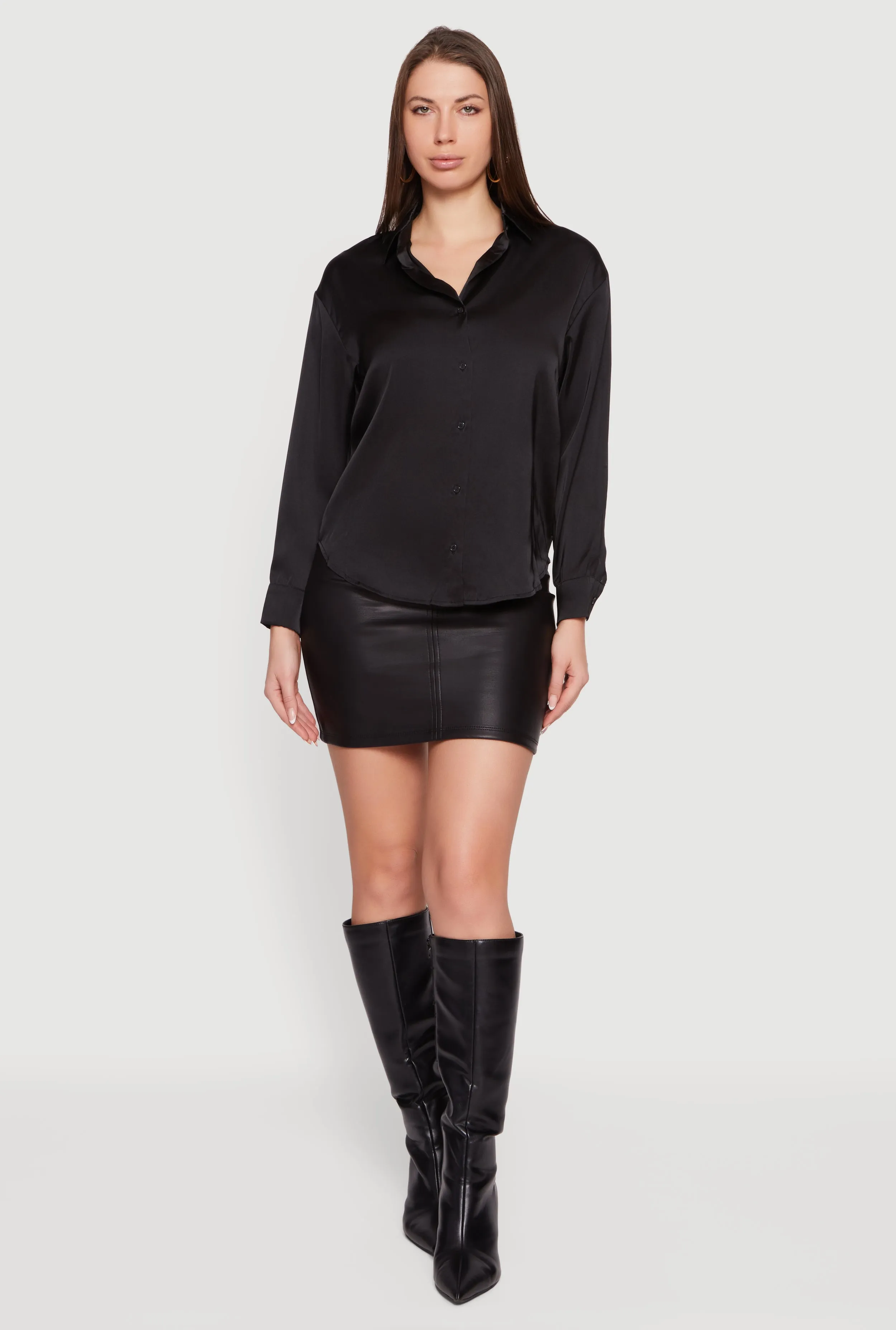 Satin Long Sleeve Button Front Blouse sold by Rainbow