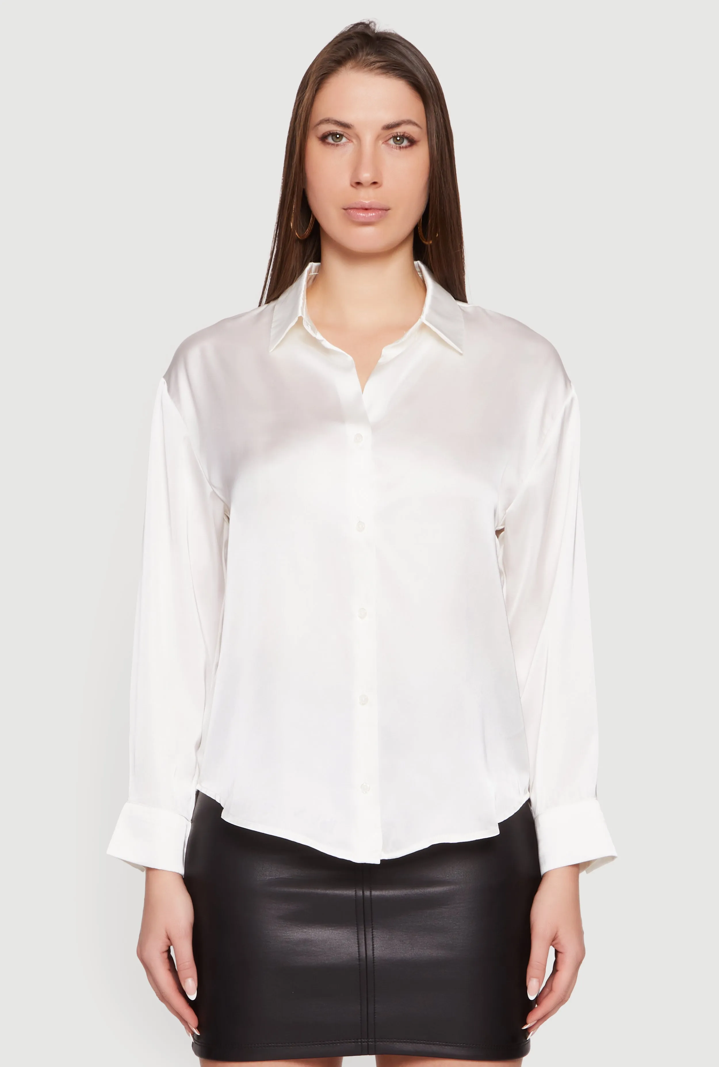 Satin Long Sleeve Button Front Blouse sold by Rainbow product image thumbnail 2