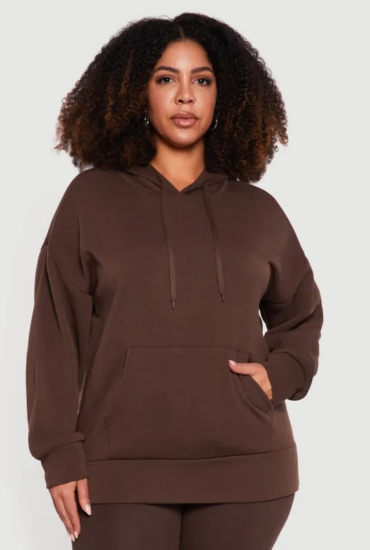 Plus Size Kangaroo Pocket Long Sleeve Pullover Hoodie sold by Rainbow