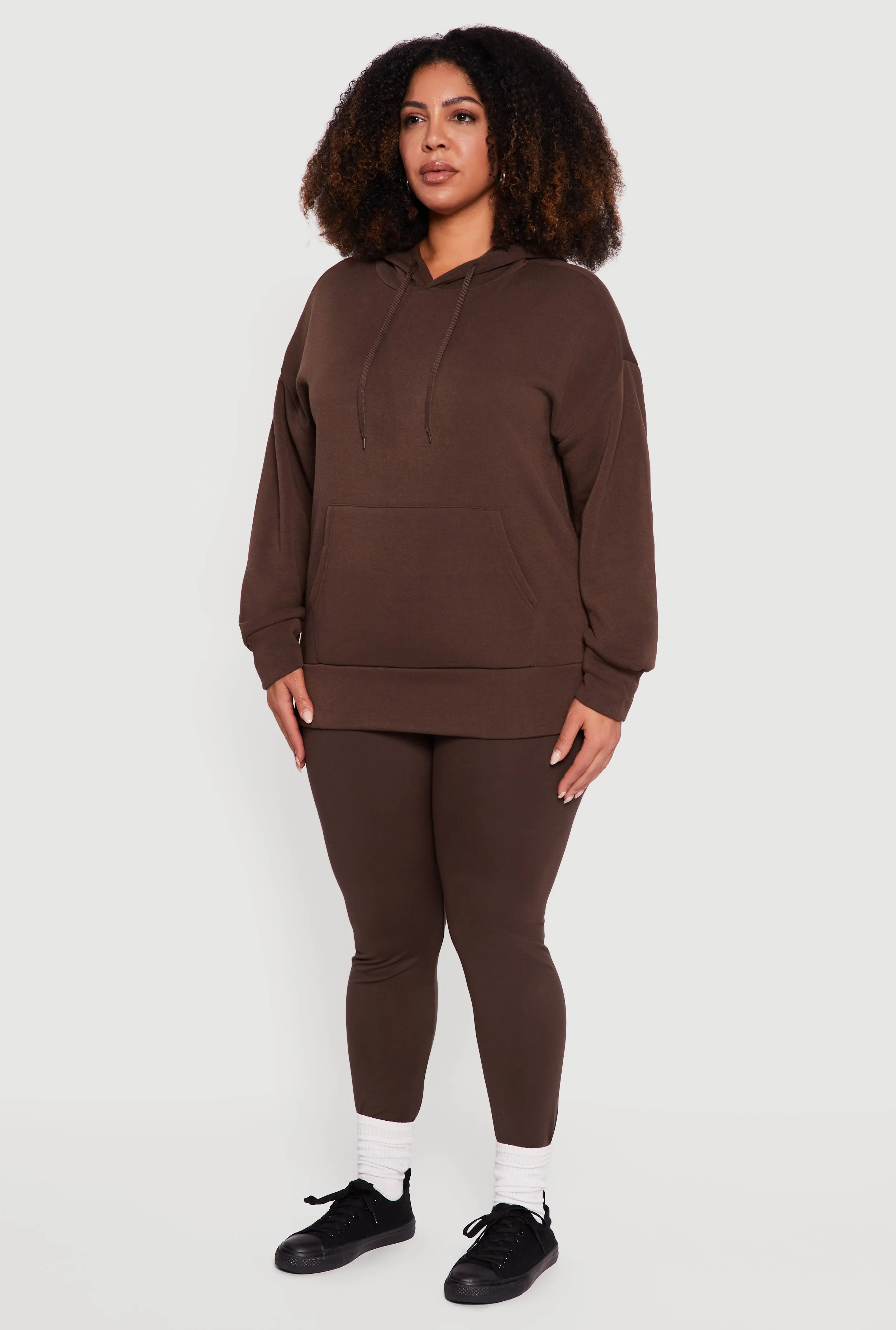 Plus Size Kangaroo Pocket Long Sleeve Pullover Hoodie sold by Rainbow product image thumbnail 5