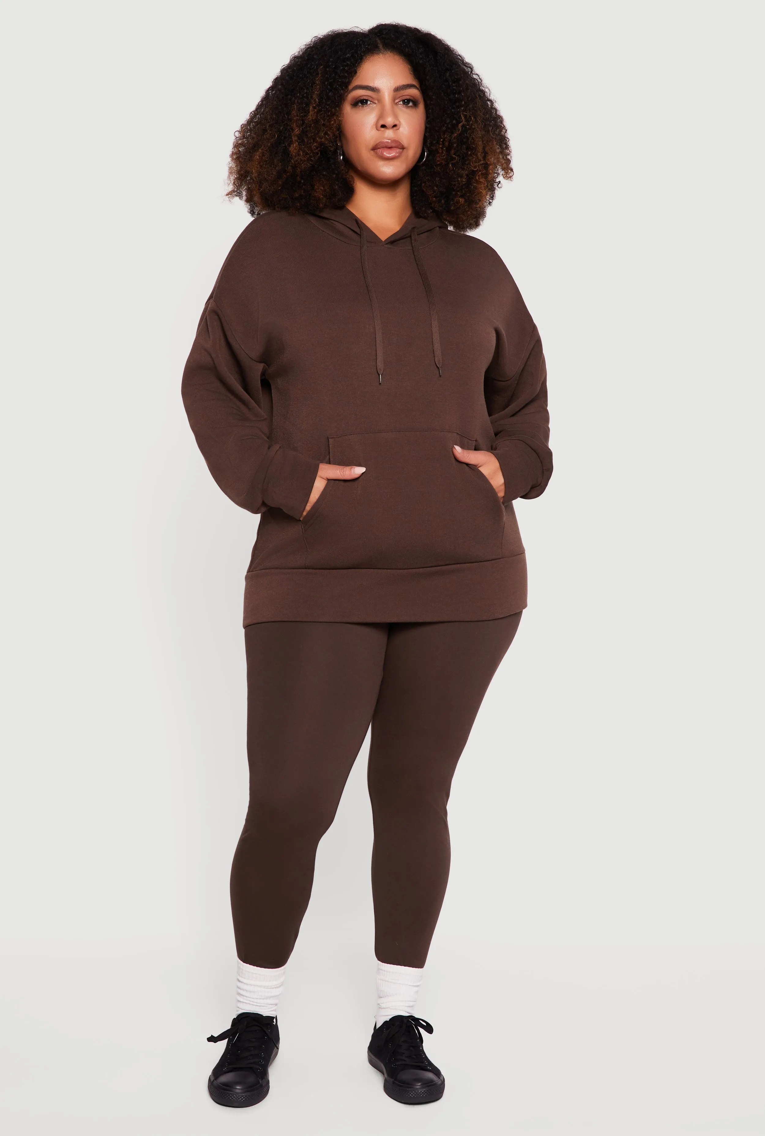 Plus Size Kangaroo Pocket Long Sleeve Pullover Hoodie sold by Rainbow product image thumbnail 2